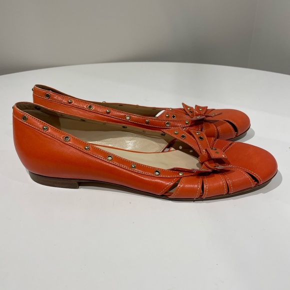 Sergio Rossi coral & gold detail flat. Size 38 - Picture 2 of 4